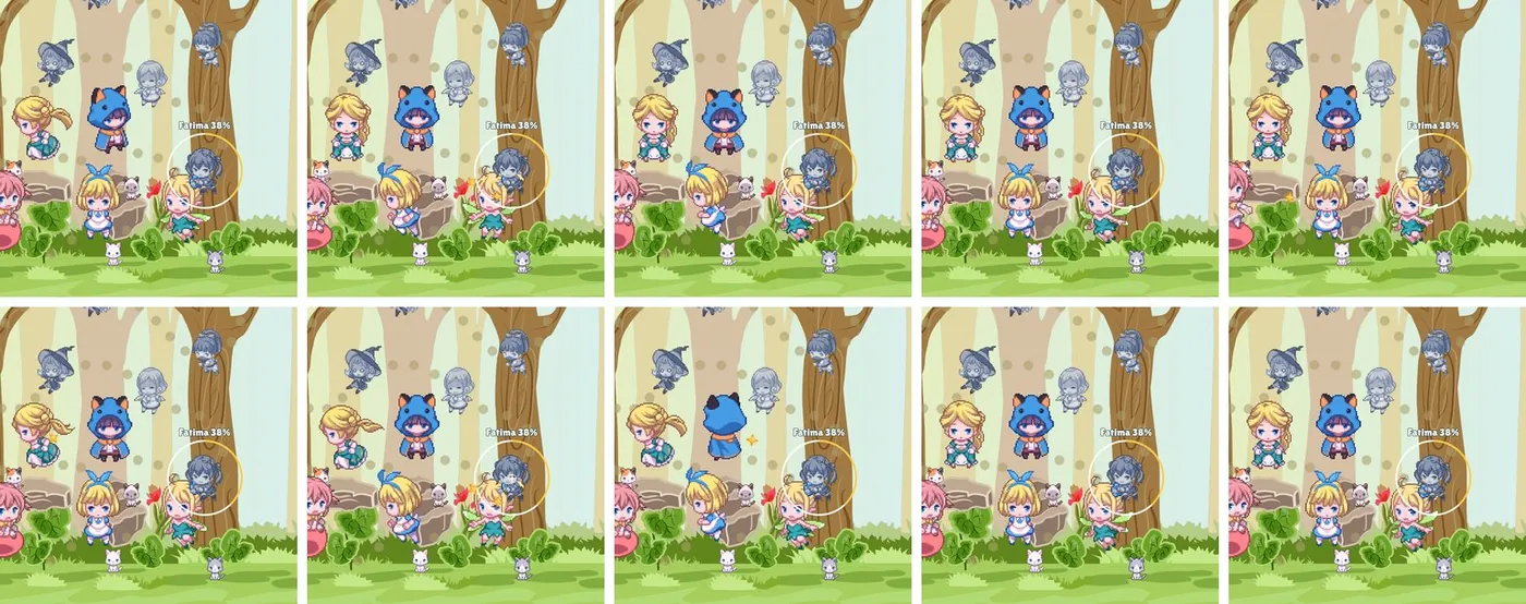 A sequence of frames of Dust fliers hitting a statue in the game