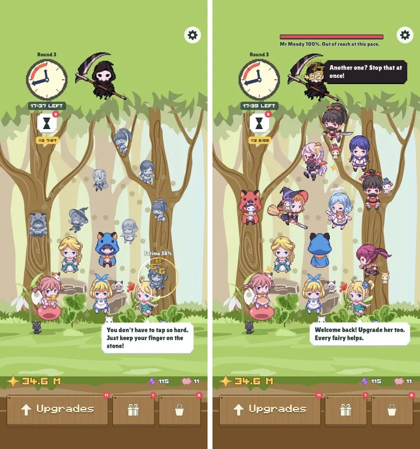 Press and hold to keep tapping, on the phone