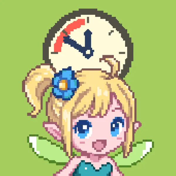 The IdLings app icon, a fairy with Mr Moody's clock on her head