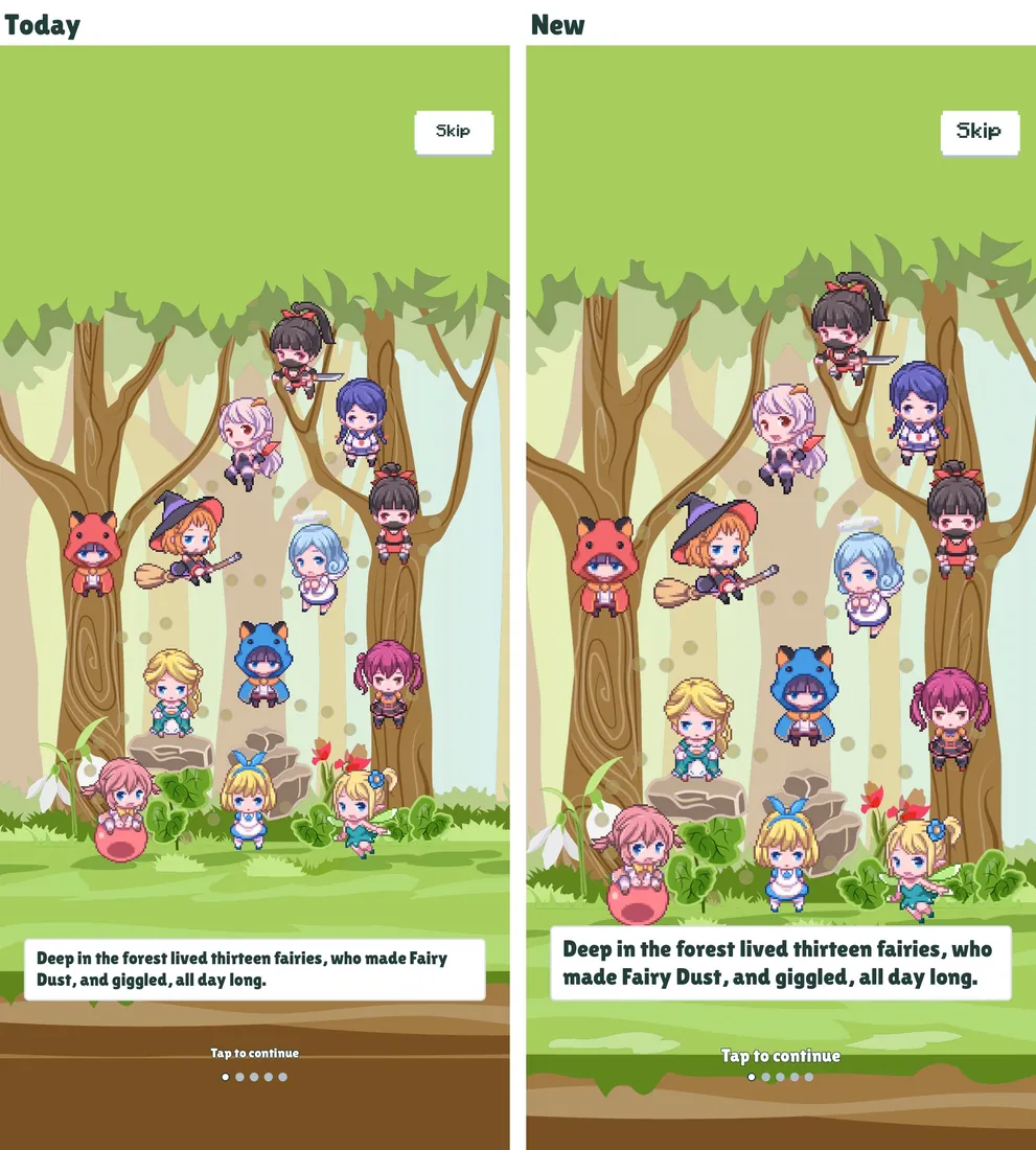 The intro before and after