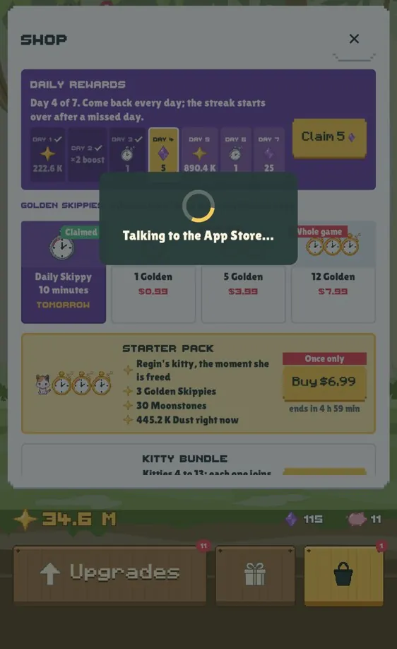 The Shop on the phone while it talks to the App Store