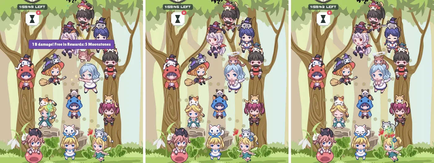 Fairies with kitties on their heads in the game on the phone