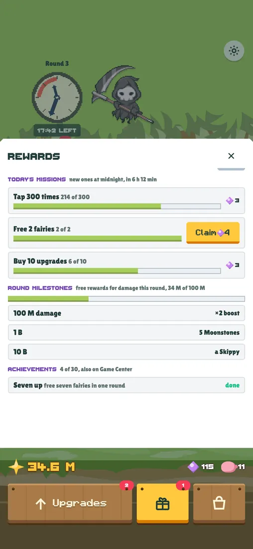 Mockup v3 of Rewards with missions and milestones