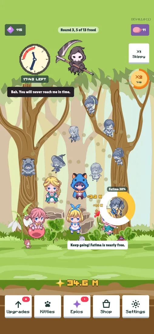 Mockup v2 of the main screen while freeing fairies, the ring on the active statue